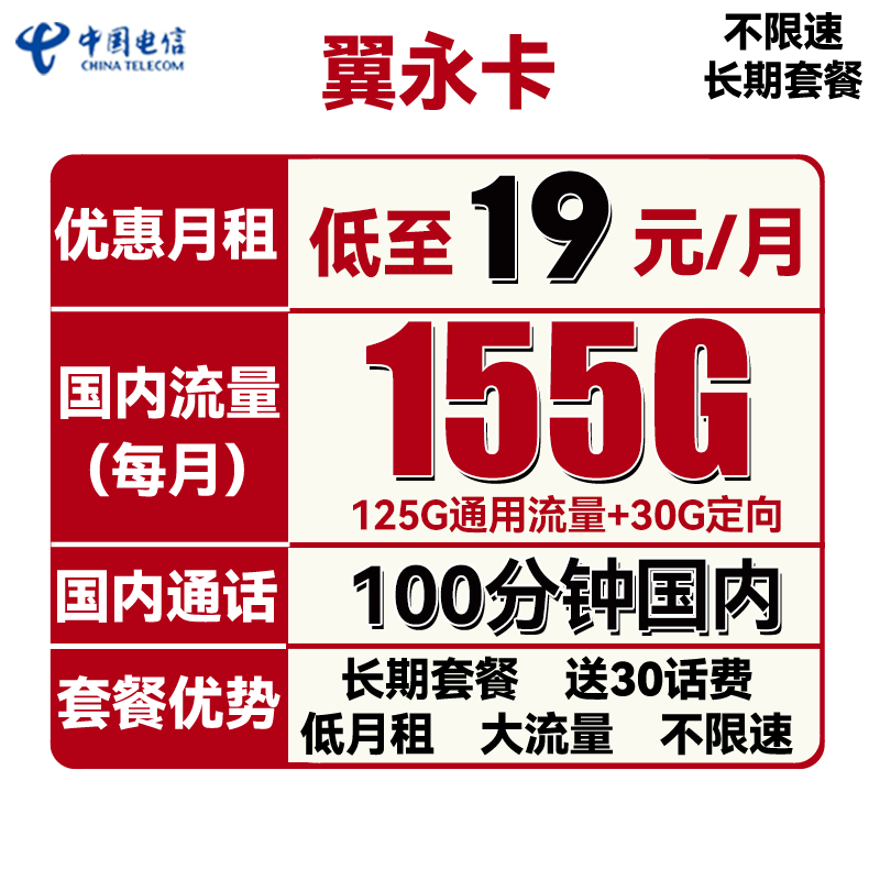 还有没有长期电话卡？目前中国电信卡明目百出，花样多多？19月租翼永卡使用测评