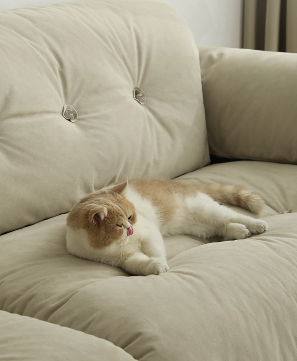 小米有品奶油风绒感沙发，耐猫抓+沙发可分体，特为慵懒宅家设计