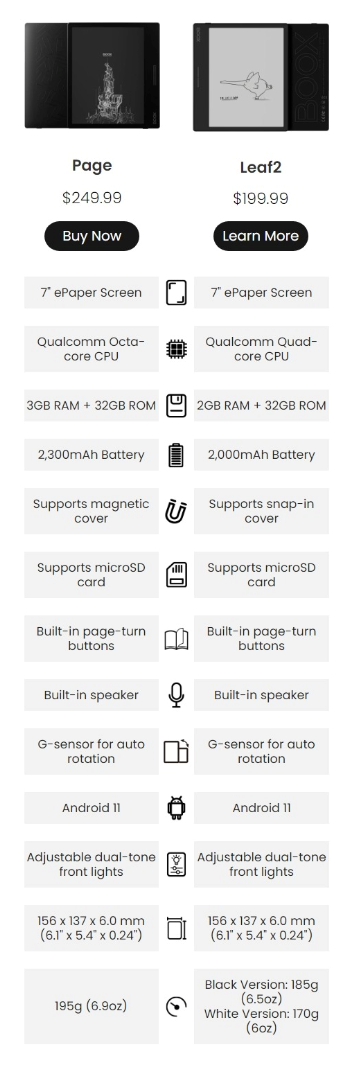 文石 BOOX Page 阅读器：7英寸墨水屏、物理翻页按钮