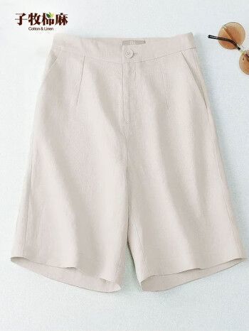 子牧棉麻夏装五分短裤