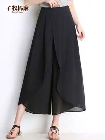 子牧棉麻夏装宽松阔腿裤