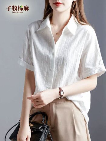 子牧棉麻夏装韩版百搭衬衫