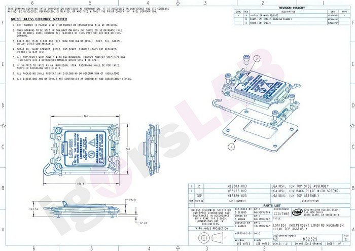 网传丨英特尔第15代新针脚 LGA 1851 结构图现身，抗压、对应Z870 或 B860主板