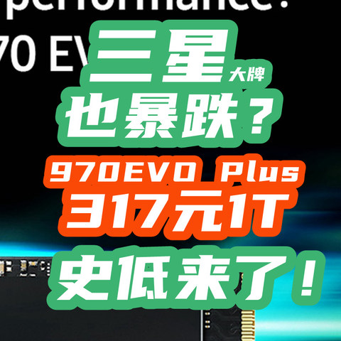 三星也绷不住了：国际大牌970 EVO Plus跌到317元1T！要买赶紧！