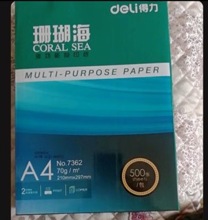 得力(deli)珊瑚海A4打印纸 70g克500张*5包