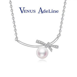 VENUS ADELINE蝴蝶结淡水珍珠项链女银单颗