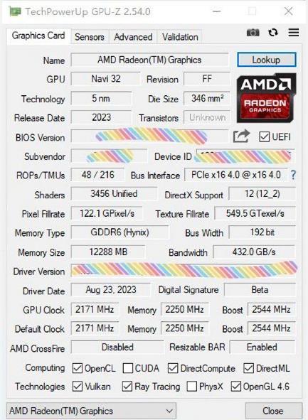 网传丨AMD RX 7700 XT 首个跑分出炉，性能对比 RTX 4060 Ti、RX 6800