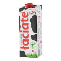 Laciate波兰原装进口全脂牛奶1L*12整箱装高钙优质乳蛋白