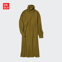 优衣库女装柔软针织摇粒绒连衣裙(高领长袖长裙)453497UNIQLO