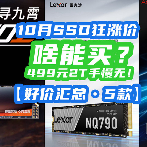 10月SSD狂涨价：499元2T且买且珍惜！爱国者P7000Z手慢无！269元1T成主流【固态好价】