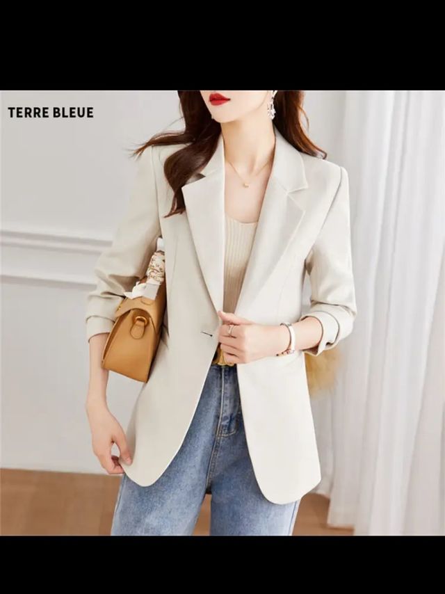 TERRE BLEUE小西装外套女高级感春秋韩版修身休闲气质西服小个子上衣