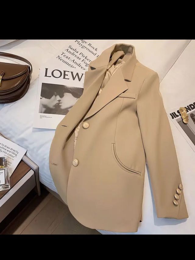 TERRE BLEUE西装外套女2023秋季韩版气质OL通勤西服休闲上衣女 卡其色 L 