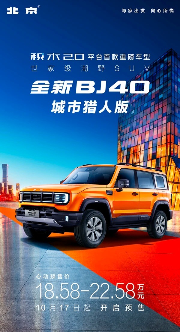 全新北京BJ40正式开启预售，18.58万-22.58万元