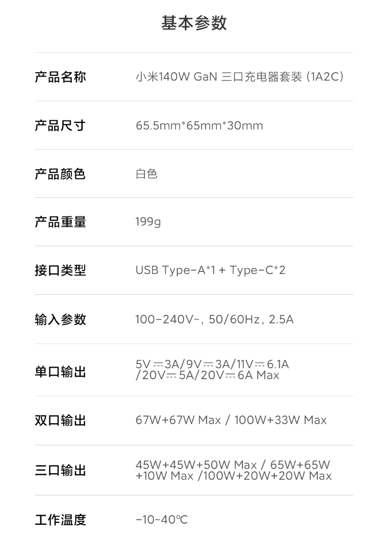 小米推出 140W GaN 三口充电器套装：1A2C 接口、多协议兼容