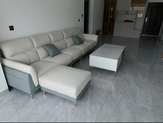 AUZU 沙发 意式真皮沙发轻奢北欧小户型客厅直排家具 五人位+脚踏 