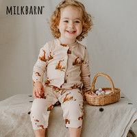 Milkbarn2023新款秋季婴儿长袖连体服男女宝宝空调服纯棉哈衣爬服