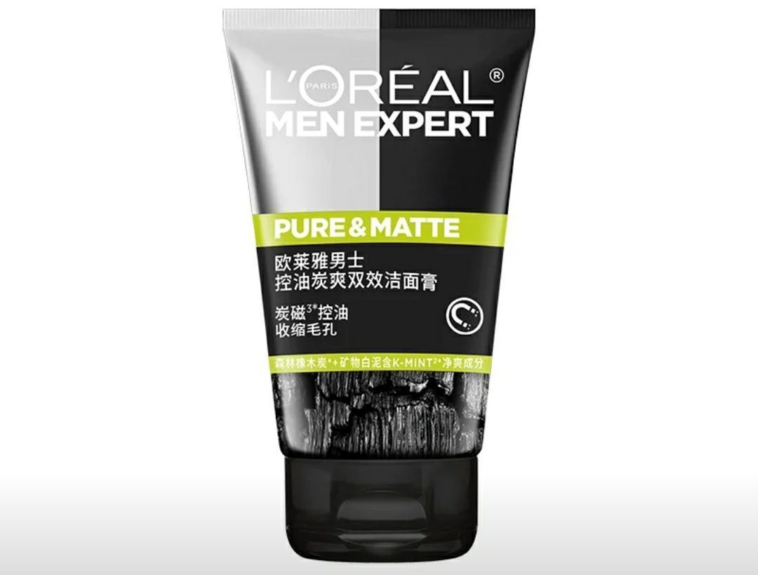 欧莱雅男士洗面奶,碳爽双效控油洁面膏
