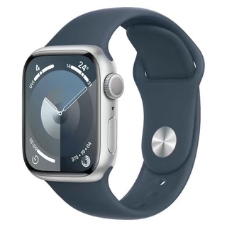 Apple 苹果watch series 9 智能手表 GPS款 45mm 银色+风暴蓝色