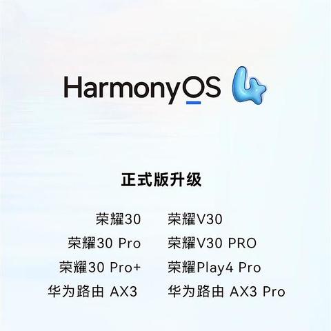 荣耀30、荣耀V30等8款麒麟990老设备喜提HarmonyOS 4