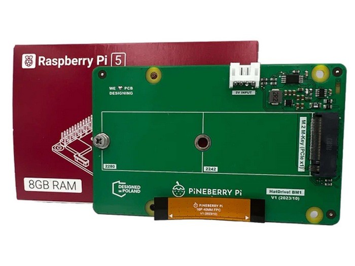 为新一代树莓派5：菠萝派 Pineberry Pi 发布树莓派专用 M.2 SSD 扩展卡