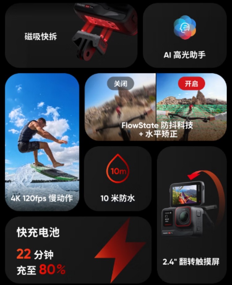 影石发布 Ace 和 Ace Pro 运动相机，翻转屏、徕卡SUMMARIT镜头、无损变焦、AI 高光助手