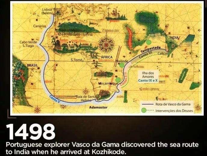 达·伽马第一次航海路线&印度新航线