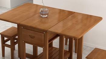 折叠桌餐桌小户型家用简约现代实木方形可收纳伸缩4人6饭桌椅组合
