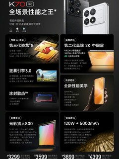 红米K70 Pro正式发布，骁龙8G3，3299元起！