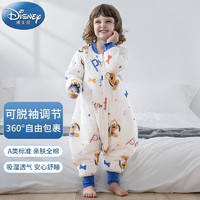 迪士尼宝宝（DisneyBaby）婴幼儿睡袋秋冬季儿童分腿式纯棉加厚可脱袖纱布新生儿宝宝睡袋布鲁托80cm