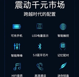 XAXR TWS-F9高品质真无线蓝牙耳机智能降噪LED数显超小迷你隐形触控入耳式运动跑步华为苹果通用  黑色