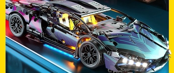 兰博基尼积木益智拼装模型遥控超跑汽车男孩玩具机械赛车