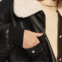 原创设计秋冬气质女黑色皮衣外套皮夹克