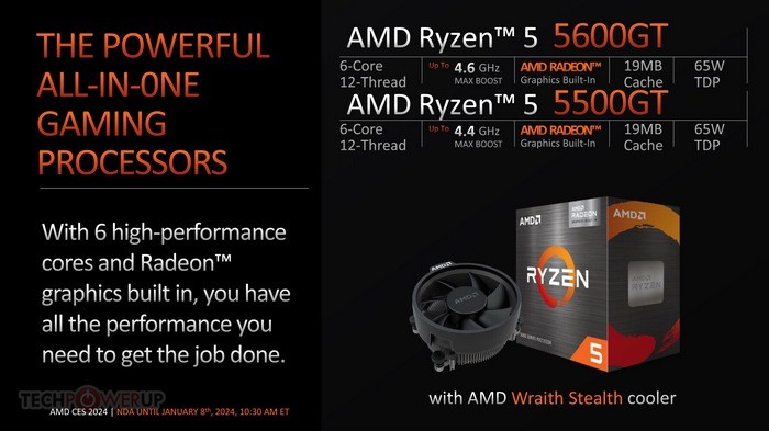 聚焦CES丨AMD 还发布 Ryzen 5 5600GT 和 Ryzen 5 5500GT 处理器