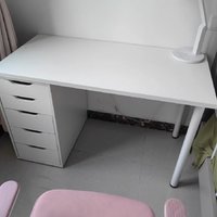 奶油风桌柜一体书桌家用靠墙电脑桌