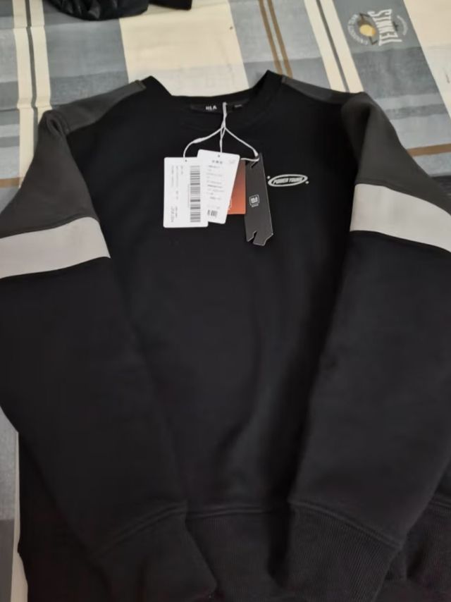 海澜之家（HLA）【内里加绒】卫衣男秋冬季23新款POWER YOUNG系列长袖男冬季 黑色镶拼