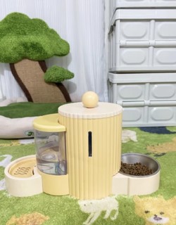 HELLOJOY猫咪自动喂食器储粮桶饮水机一体猫碗猫食盆狗吃饭喝水 黄色