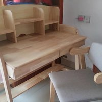 书桌书架一体实木组合学习桌电脑桌子