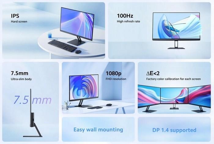 小米发布 24i 显示器，1080p IPS面板、100Hz刷新率、高屏占比