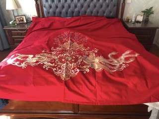 水星家纺结婚四件套婚庆床上用品新婚纯棉婚房四件套大红床单被套1.8缘系