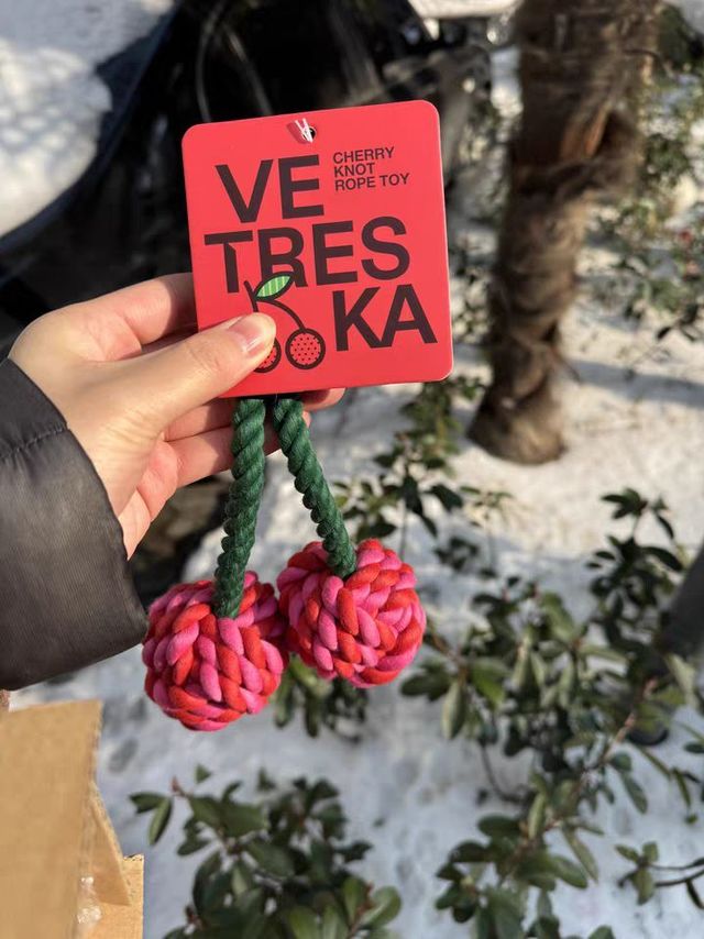 未卡樱桃仙人掌犬用绳结玩具：中小型狗狗的自嗨磨牙神器！