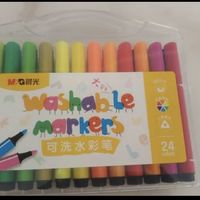 晨光(M&amp;G)文具24色三角杆水彩笔 儿童可水洗大容量幼儿园创作画笔 PP盒装涂鸦画笔 