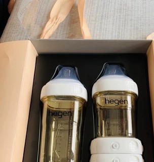 新加坡原装进口hegen新生婴儿多功能PPSU奶瓶礼盒一大一小储存盖