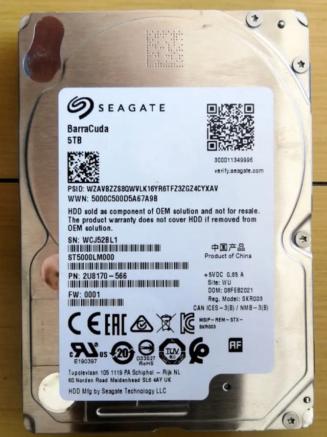 5TB 2.5寸希捷机械硬盘