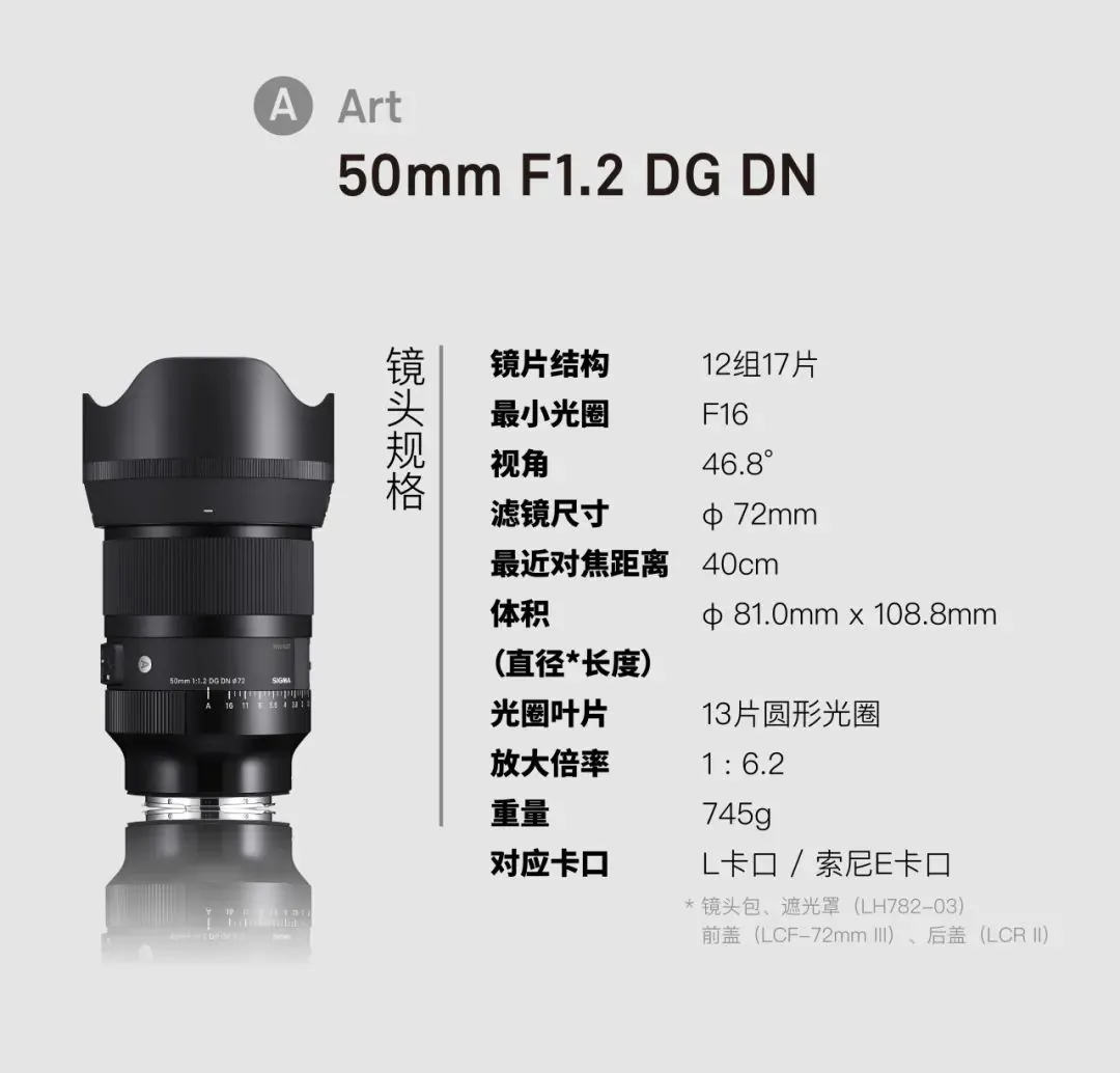 适马发布 50mm F1.2 DG DN 全画幅镜头：大光圈与高画质兼得、轻量化镜身，适用范围广泛