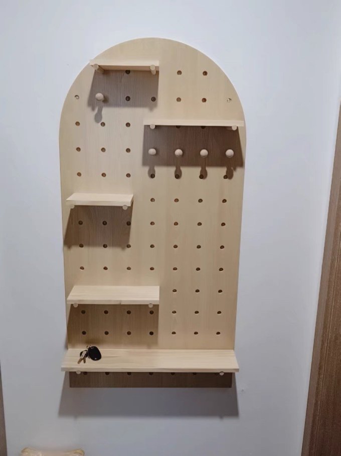 墙面置物架实木洞洞板收纳架