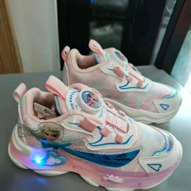 ABC KARUN女童运动鞋2024春秋新款旋转纽扣儿童发光