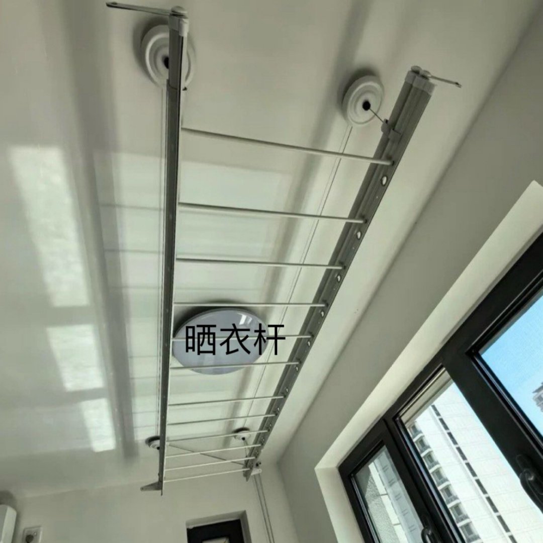升降晾衣架手摇阳台双杆式家用晾衣杆神器自动顶装手动晒衣架凉衣