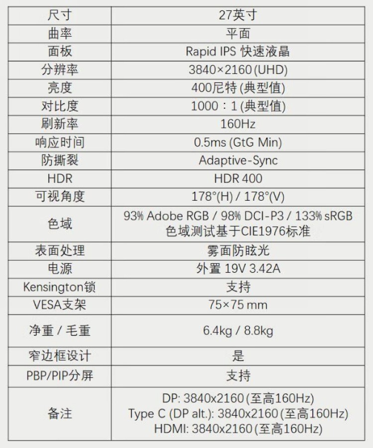 微星推出 MAG 274URFW 游戏显示器，27英寸4K IPS、高刷低延迟