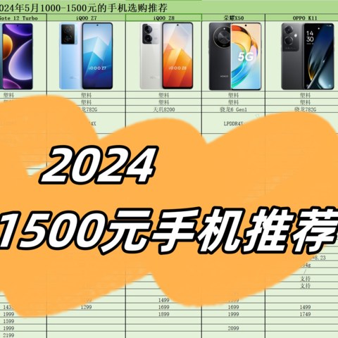 2024年1000元-1500元价位段高性价比手机推荐！最新手机选购指南