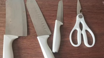 德国抗菌白色不锈钢刀具套装厨房菜刀家用切菜板砧板二合一组合